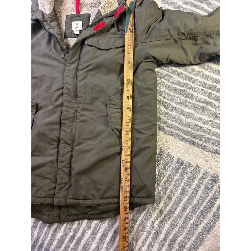 Lands’ End Kids Sherpa Lined Hooded Parka Jacket Green Size L 14–16 Grow-A-Longs